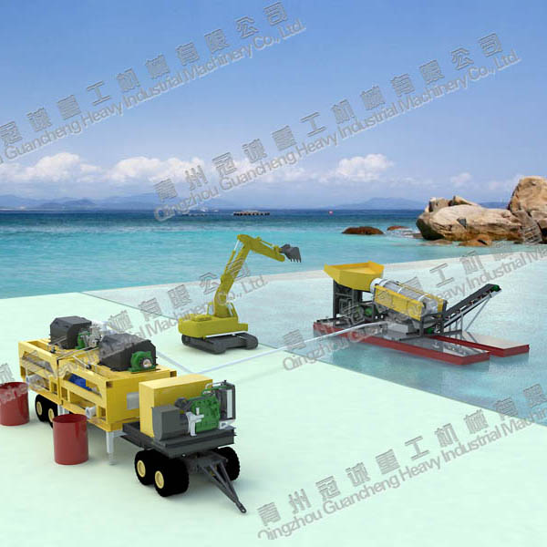 河道淘金船联合淘金车